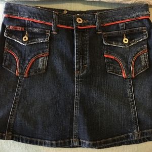 Dolce & Gabbana Dark Blue and Red Denim Mini Skirt